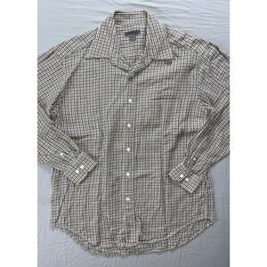 Johnston & Murphy Long Sleeve Button Front Flannel Sport Shirt. Houndstooth, L.